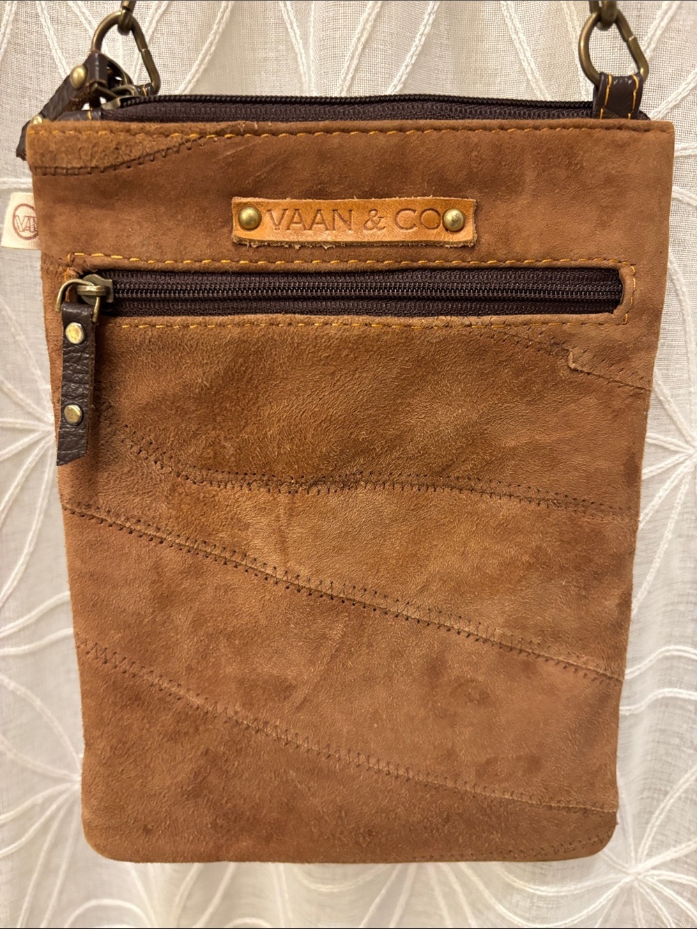 Vaan & Co Suede Tassel Accent Crossbody Bag - Brown - Picture 2 of 12